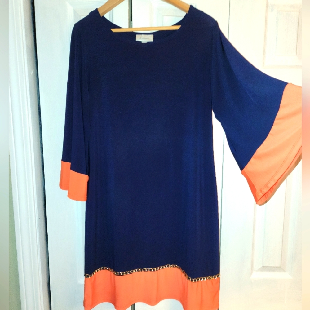 Long sleeve navy blue dress